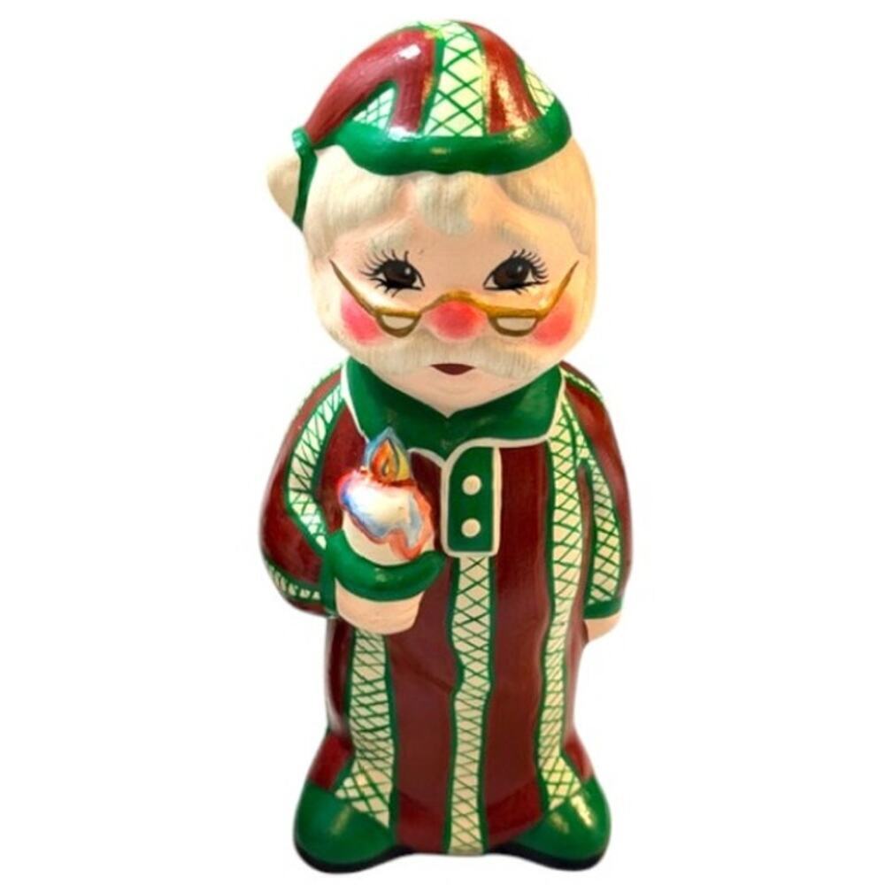 Vintage 1970s Ceramic Santa Mrs Claus Figurines Hand Painted Christmas Decor - Picture 4 of 7
